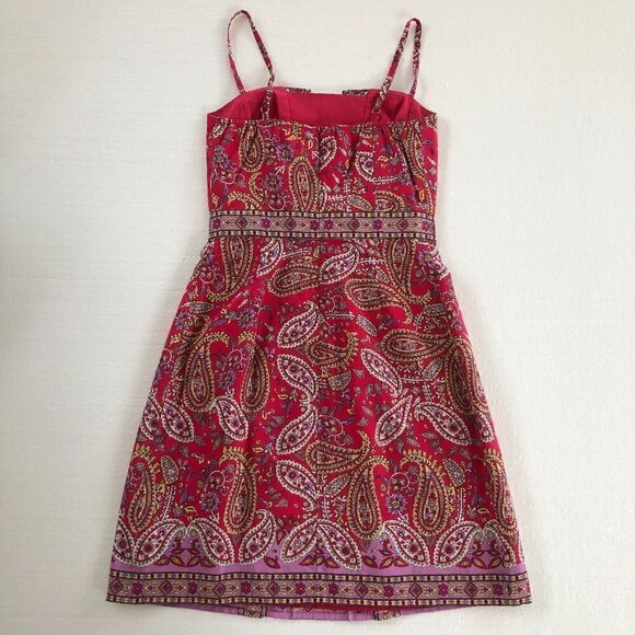Beth Bowley Sundress Size 2 Red Paisley Cotton/Silk - Picture 2 of 5